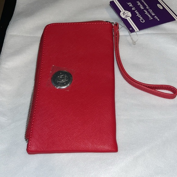 🆕 Joy Mangano Red Leather Wallet - Picture 1 of 11